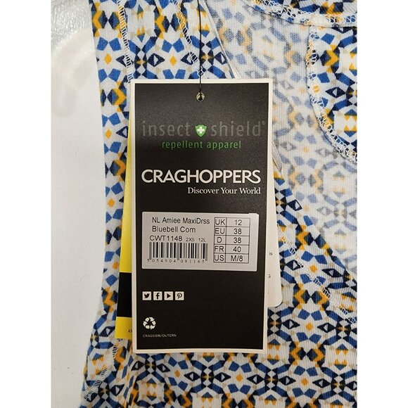 NWT Size M / 8 Craghoppers NosiLife Amiee Maxi Dress Bluebell Insect Shield - Picture 7 of 9